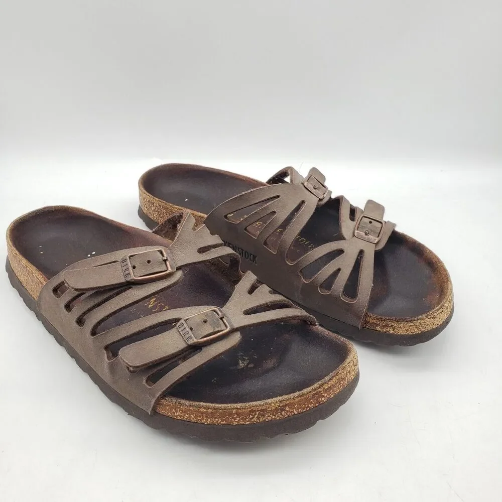 Birkenstock Women Granada Soft Footbed Brown Leather Sandals Size 38 US 7 Narrow